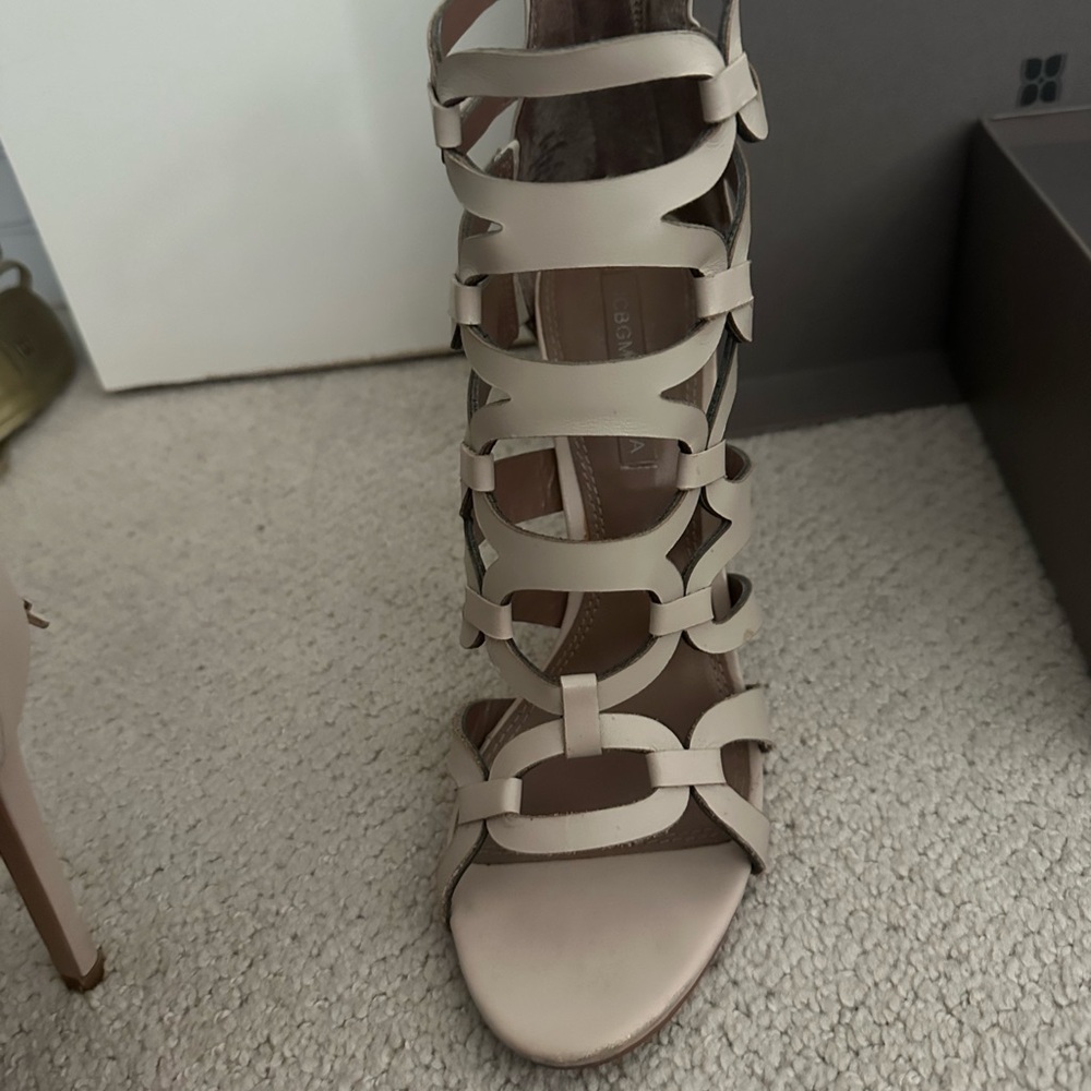 BCBGMaxAzria Vicenza Elegant Leather Strappy Heels - Picture 5 of 14